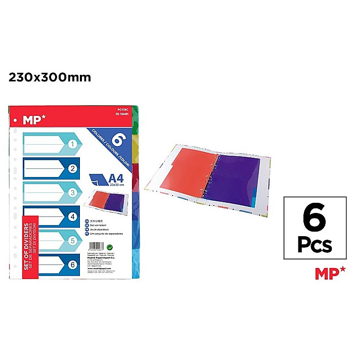 SEPARATOARE INDEX PLASTIC IPB A4, 1-6, 6 CULORI/SET PC119C [1]