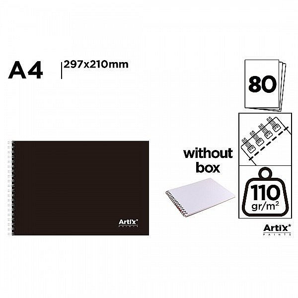 BLOC DESEN IPB A4 ARTIX SPIRA 80 COLI 110GR/M2 COPERTA PP NEAGRA PB345 [1]