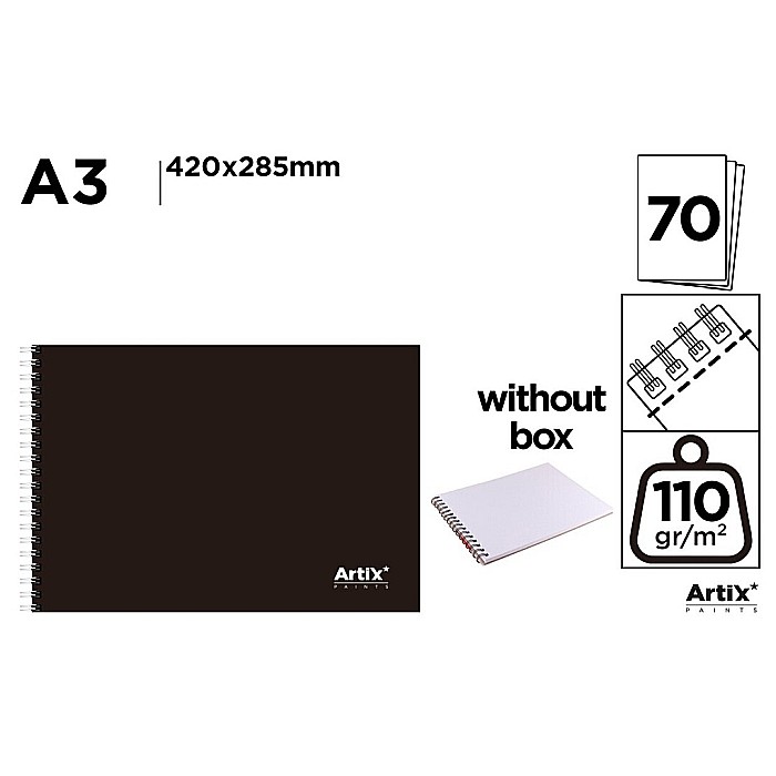 BLOC DESEN IPB A3 ARTIX SPIRA 80 COLI 110GR/M2 COPERTA PP NEAGRA PB346 [1]