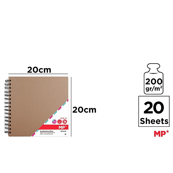 ALBUM IPB SCRAPBOOKING 20*20CM 200GR/M2 SPIRA KRAFT 20 DE COLI PD140-02 [1]