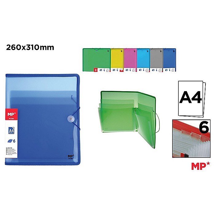 MAPA A4 PP IPB 6 COMPARTIMENETE VERTICALE DIVERSE CULORI, TRANSLUCIDA PC385 [1]