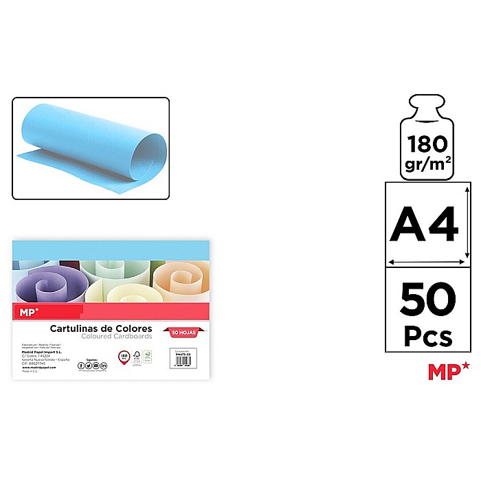 CARTON COLOR IPB A4 180GR 50/SET ALBASTRU DESCHIS PN473-50 [1]