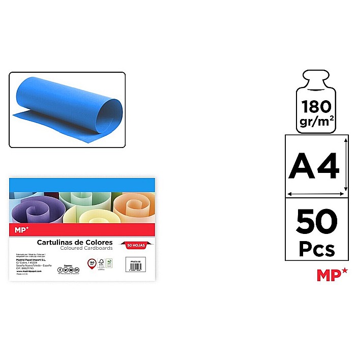 CARTON COLOR IPB A4 180GR 50/SET ALBASTRU PN474-50 [1]