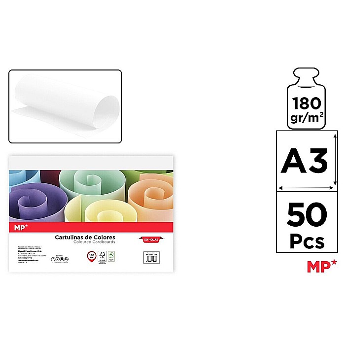 CARTON COLOR IPB A3 180GR 50/SET ALB DIAMANT PN429A3-01 [1]