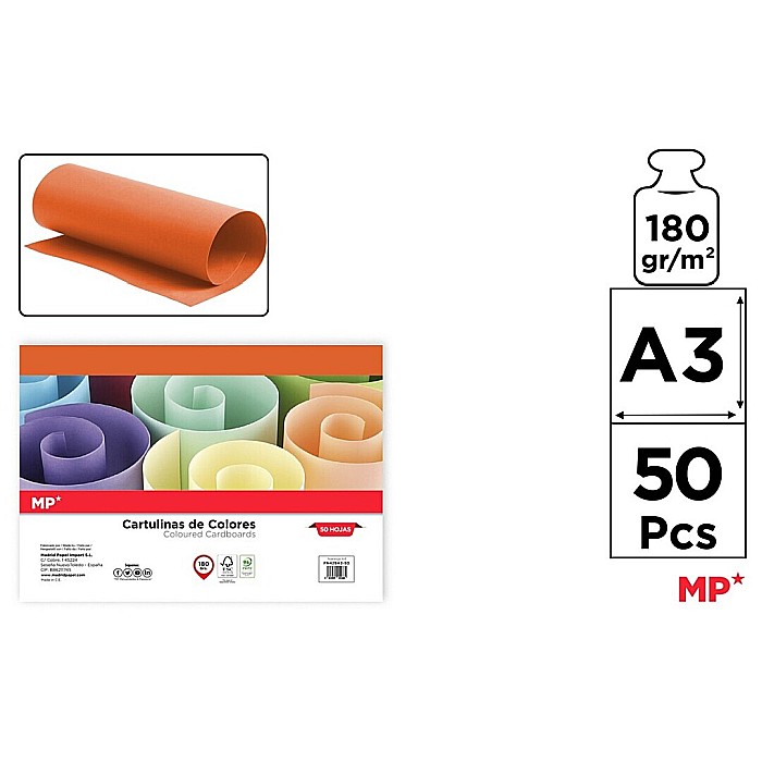 CARTON COLOR IPB A3 180GR 50/SET PORTOCALIU PN429A3-08 [1]
