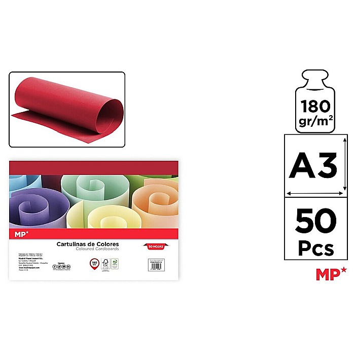 CARTON COLOR IPB A3 180GR 50/SET ROSU INTENS PN429A3-12 [1]