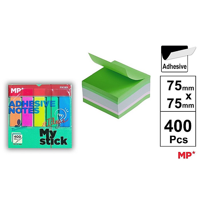 POST IT CUB IPB 75*75MM CU STICK INDEX STEAG 400/SET COLOR PN189 [1]