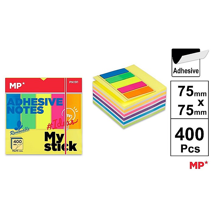 POST IT CUB IPB 75*75MM CU STICK INDEX STEAG 400/SET CULORI INTENSE PN191 [1]
