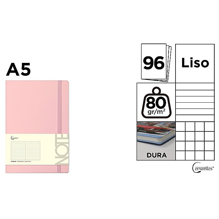 NOTES IPB A5 CERVANTES CU ELASTIC 96F CORAL PASTEL AR/ DR/ VE PB665 [1]