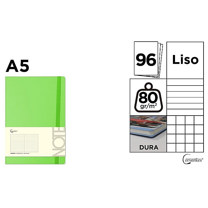 NOTES IPB A5 CERVANTES CU ELASTIC 96F VERDE LIME AR/ DR/ VE PB686 [1]