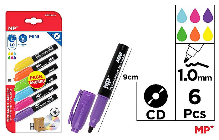 MINI MARKER PERMANENT IPB 1.0MM 6 CULORI/SET PE513-02 [1]