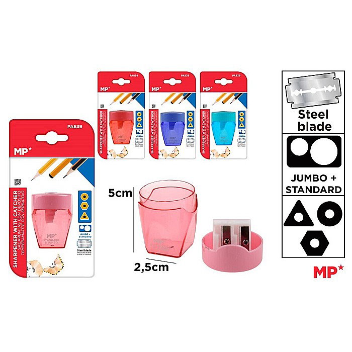 ASCUTITOARE DUBLA CU CONTAINER IPB PLASTIC TRANSPARENT CULORI ASORTATE PA839 [1]