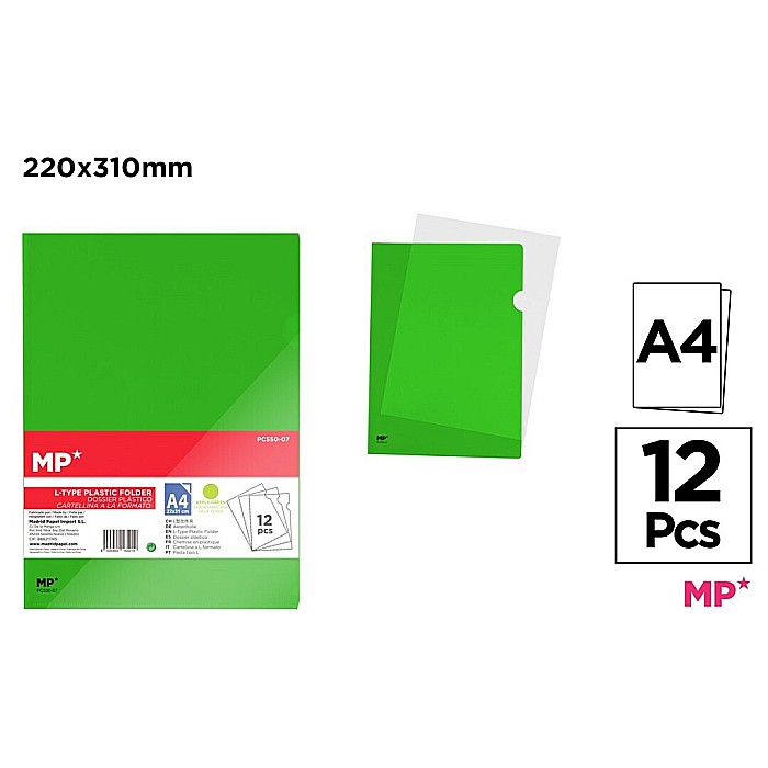 MAPA PROTECTIE A4 TIP L IPB PP VERDE MAR TRANSPARENT 12/SET PC550-07 [1]