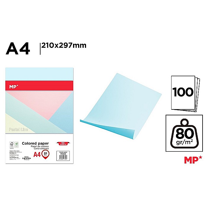 HARTIE COLOR IPB A4 80GR 100/SET ALBASTRU AZUR PASTEL PN322 [1]