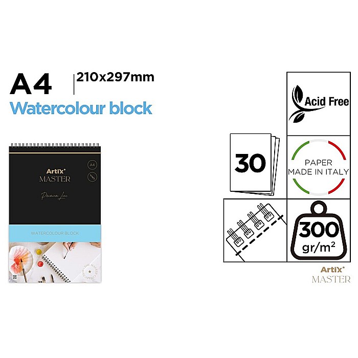 BLOC DESEN ACUARELA IPB A4 ARTIX SPIRA 30 COLI 300GR/M2 PB1021 [1]