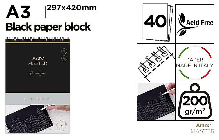 BLOC SCHITE HARTIE NEAGRA IPB A3 ARTIX SPIRA 40 COLI 200GR/M2 PB1025 [1]