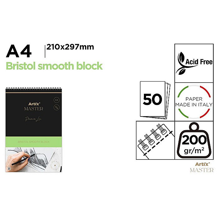 BLOC DESEN SCHITE BRISTOL IPB A4 ARTIX SPIRA 50F 200GR/M2 PB1026 [1]