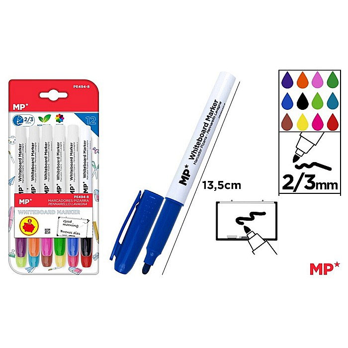 MARKER WHITEBOARD IPB 2/3MM 12/SET PE494-8 [1]