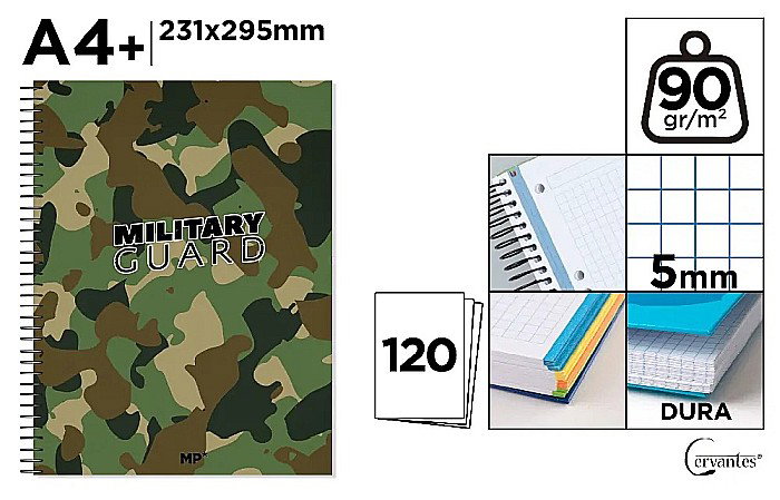 CAIET A4+ IPB 120F SPIRA COPERTA CARTON - MILITARY GUARD, PATRATELE PB147-09 [1]