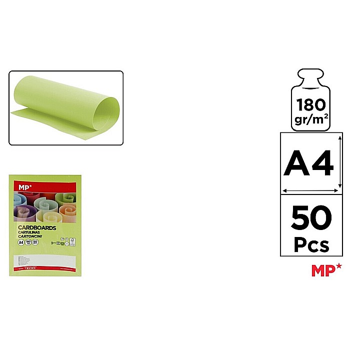 CARTON COLOR IPB A4 180GR 50/SET VERDE LIME PN493-50 [1]