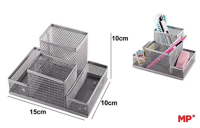 SUPORT BIROU IPB PLASA METALICA 4 COMPARTIMENTE ARGINTIU PA903PL [1]
