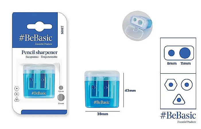 ASCUTITOARE DUBLA CU CONTAINER BeBasic PLASTIC CULORI PASTEL S007 [1]