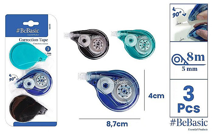 BANDA CORECTOARE BeBasic 5MM*8M 3/SET CULORI ASORTATE S049 [1]