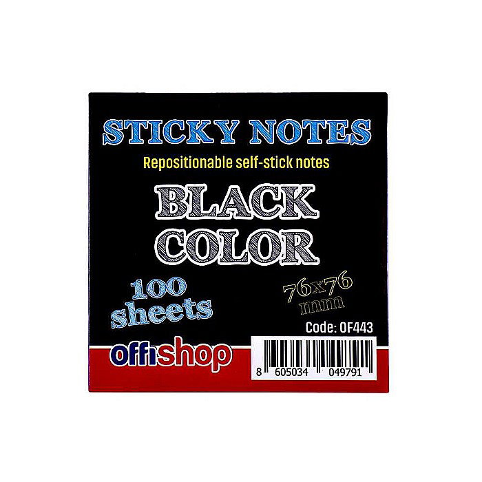 RO POST IT OFFISHOP 75*75MM 100FILE/SET NEGRU OF443/30477 [2]