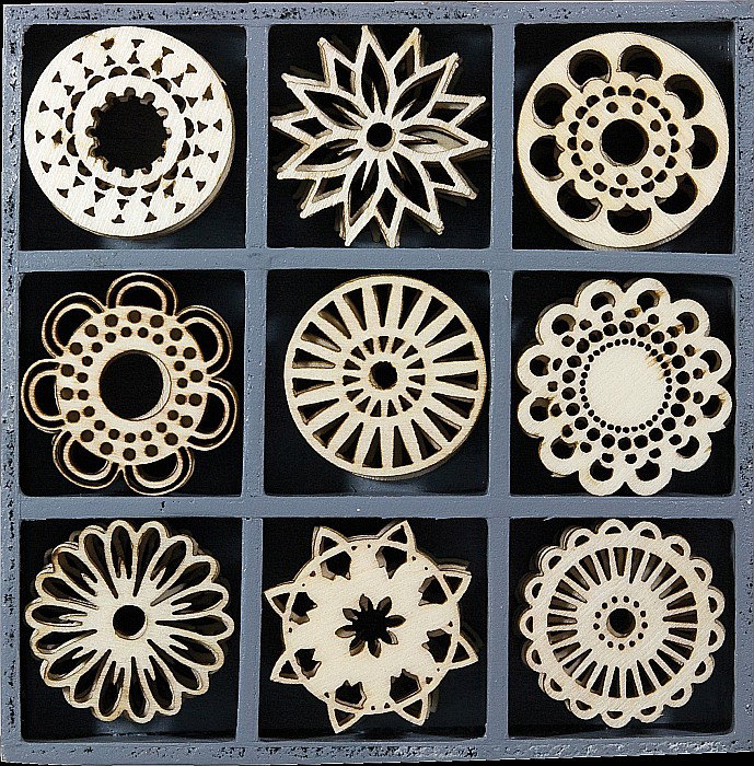 KP DECORATIUNI LEMN CRACIUN FANTASY CIRCLES 45 piese, 9 modele, 3cm  18521110 [1]