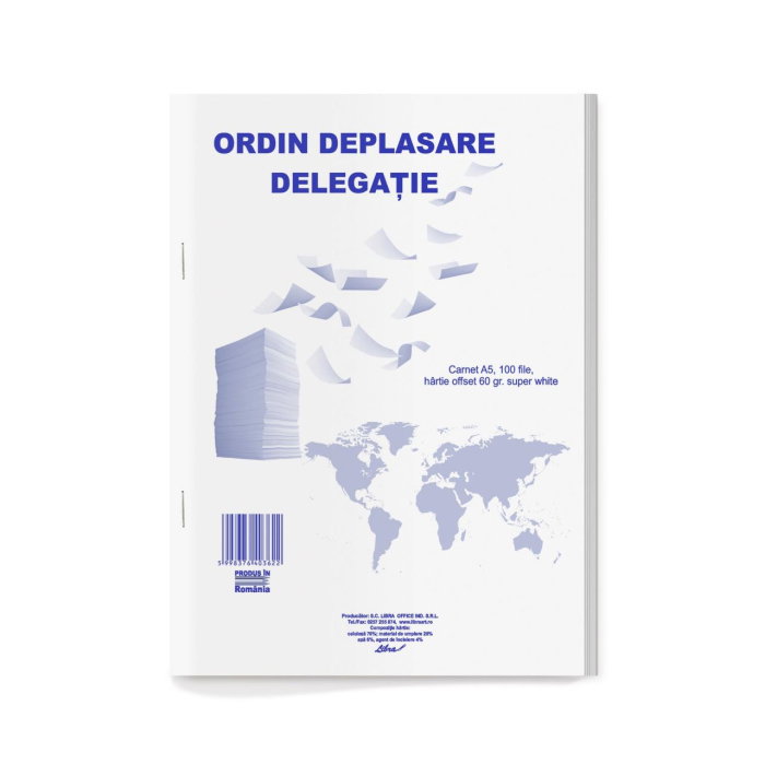 ORDIN DEPLASARE DELEGATIE A5, 100 FILE, hartie offset, 60 gr/m2, super white [1]