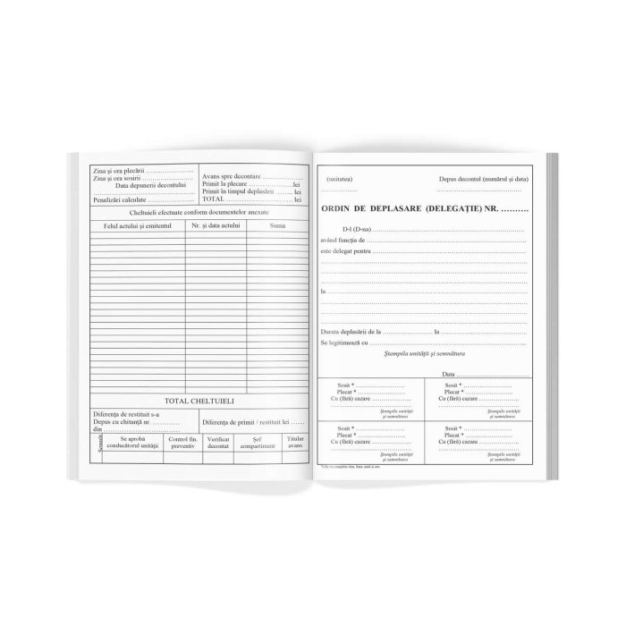 ORDIN DEPLASARE DELEGATIE A5, 100 FILE, hartie offset, 60 gr/m2, super white [2]