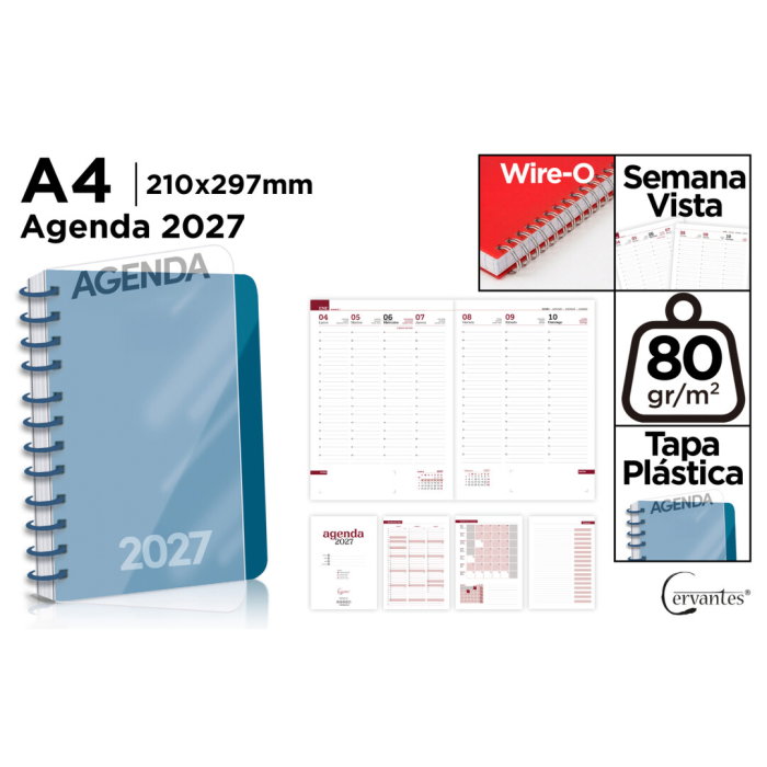 Agenda A4 2027 Spirala Datata Saptamanal Plastic Albastru CE27-43-2 [1]