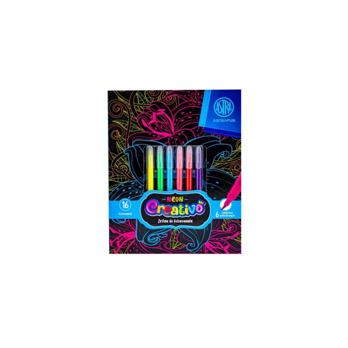 AS CARTE COLORAT 16F CREATIVO FLOWERS + 6 MARKERE NEON VF. PENSULA 601024002 [1]