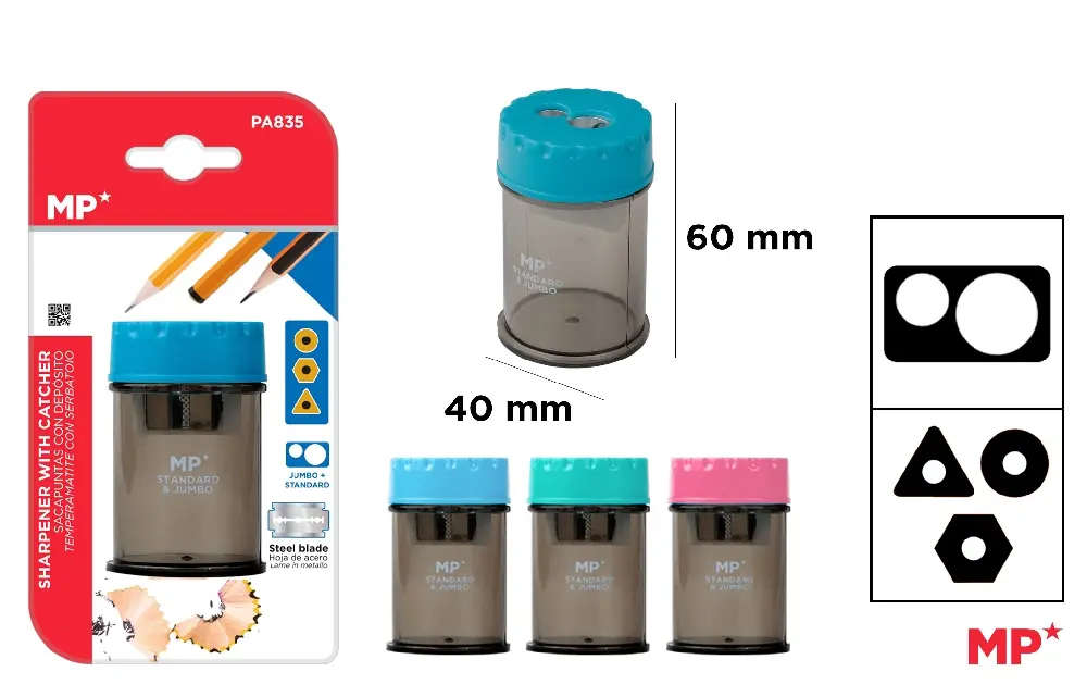 ASCUTITOARE DUBLA CU CONTAINER IPB PLASTIC CULORI ASORTATE PA835 [1]