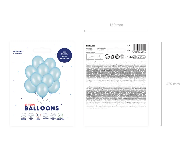 Set 10 Baloane Strong Balloons Metallic Baby Blue 27cm [2]