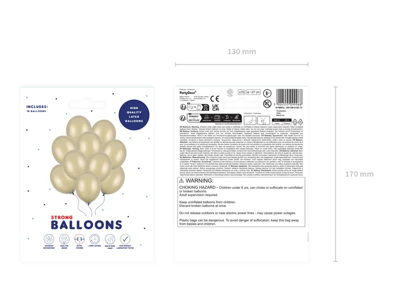 Set 10 Baloane Strong Balloons Metallic Cold Gold 27cm [3]