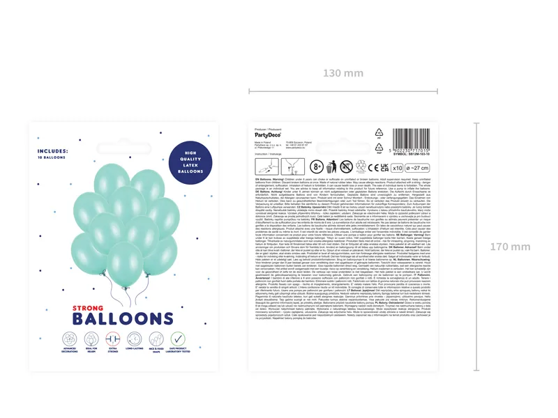 Set 10 Baloane Strong Balloons Metallic Mint Green 27cm [2]