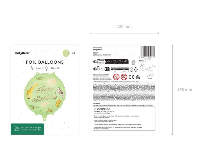 Balon Folie Happy Birthday Safari 35x35cm FB388 [5]