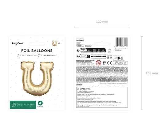 Balon Folie Potcoavă Ghirlandă Aurie 18x19cm 3buc FB278S-019 [4]