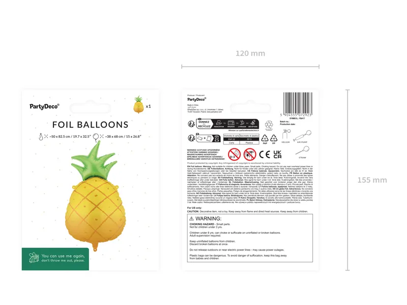 Balon Folie Ananas Galben/Verde 38x68cm FB417 [6]