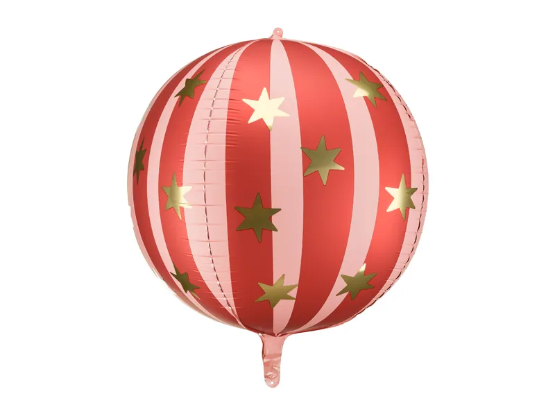 Balon Folie Sferă Roșu Mat cu Stele Aurii 50cm FB243-007 [1]