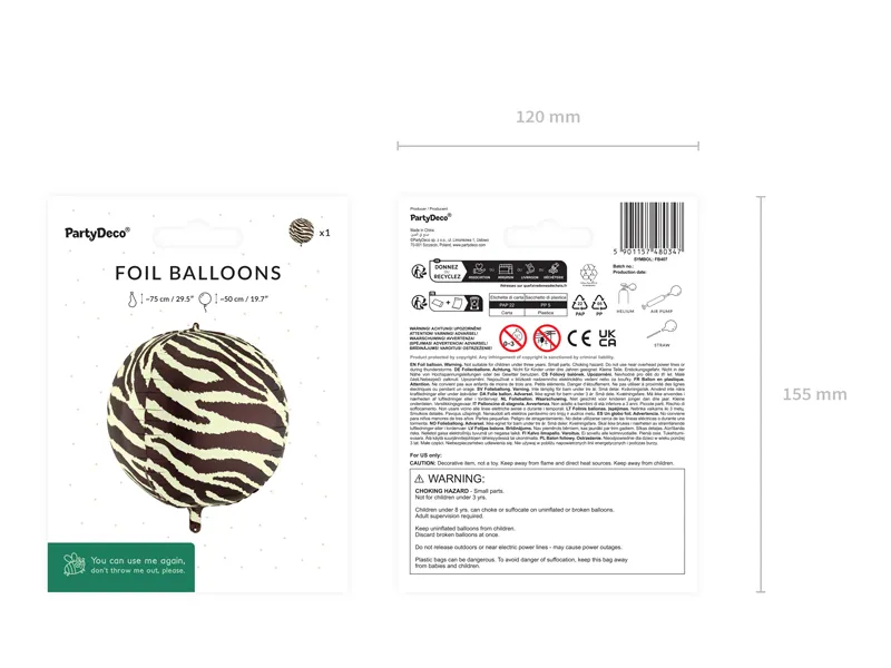 Balon Folie Sferă Zebra Stripes 50cm FB407 [5]