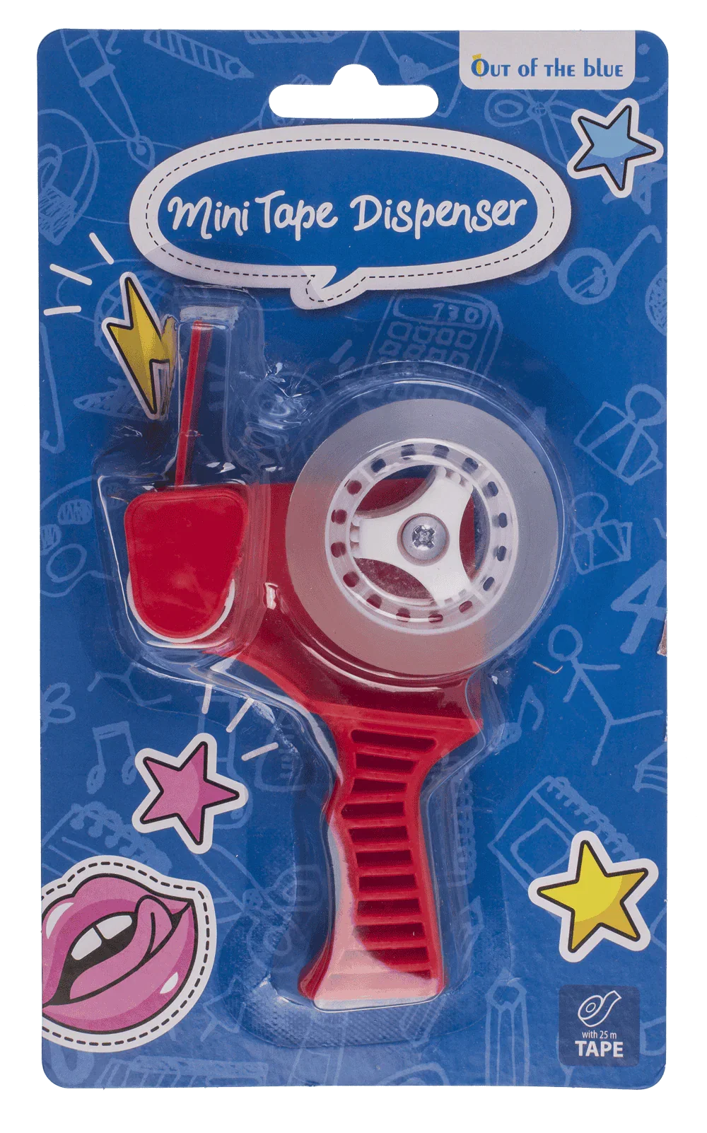 MINI DISPENSER CU BANDA ADEZIVA 7x3x12.5CM, 25M, ROSU/NEGRU 29/2781 [2]