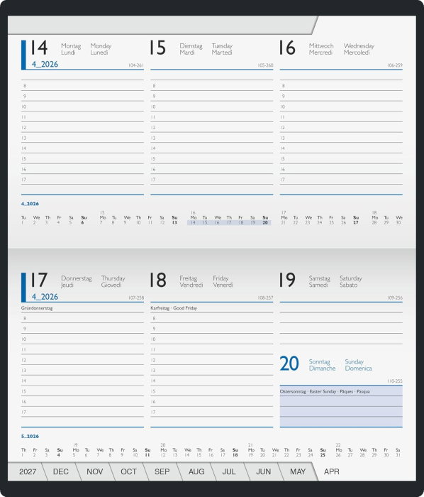 AGENDA DATATA SAPTAMANAL BRUNNEN A6 2026 ALBASTRU INCHIS 75528306 [3]