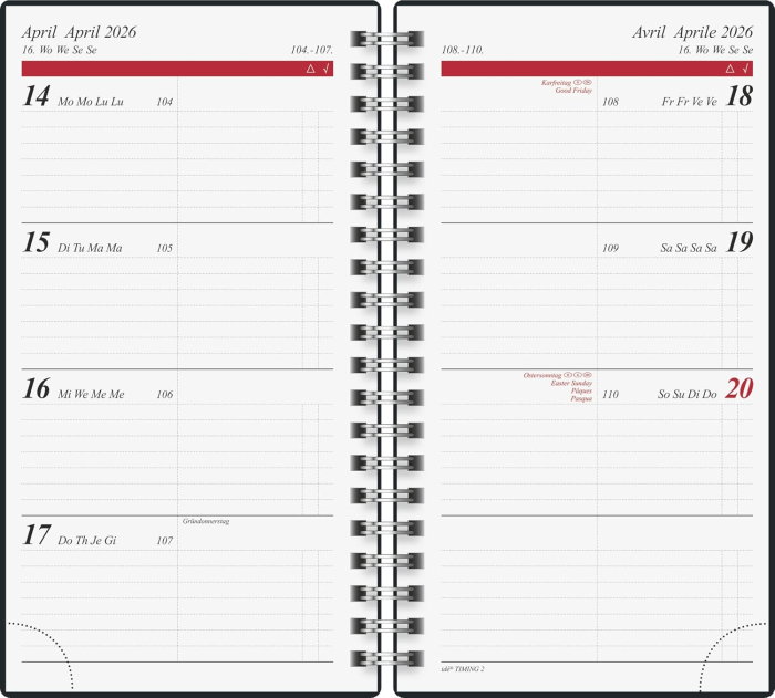 AGENDA DATATA SAPTAMANAL TIMING 2 A6 2026 SPIRA COPERTA CARTON LUCIOS AURIU 14121916 [3]