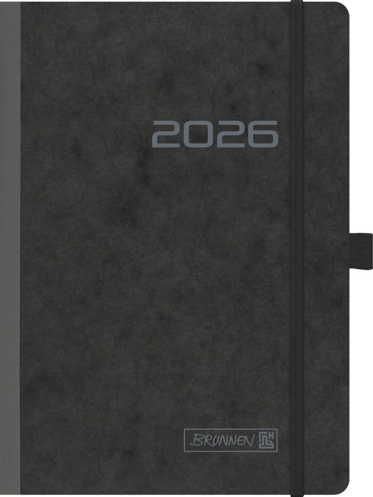 AGENDA DATATA SAPTAMANAL BRUNNEN A5 2026, CU ELASTIC, COPERTA CARTON FLEXIBIL NEGRU 79602906 [1]