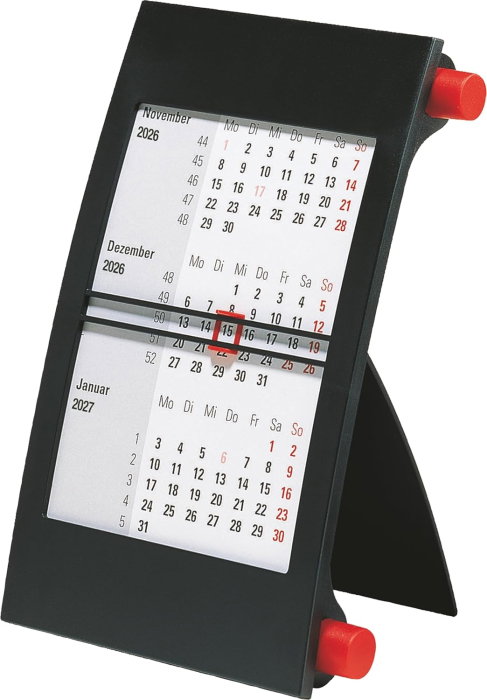 CALENDAR BIROU 2026-2027 TRIPTIC CADRU PLASTIC CU BUTON ROTATIV ROSU 38000206 [1]