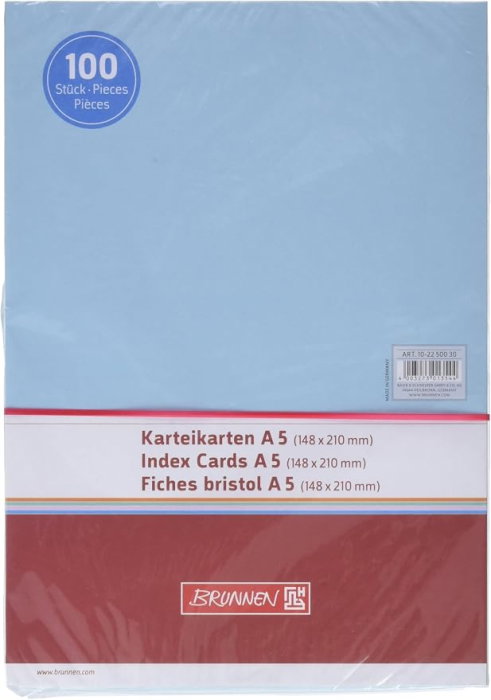 Fise Index Brunnen A5 100/Set Albastru Pastel Liniat 2250030 [2]