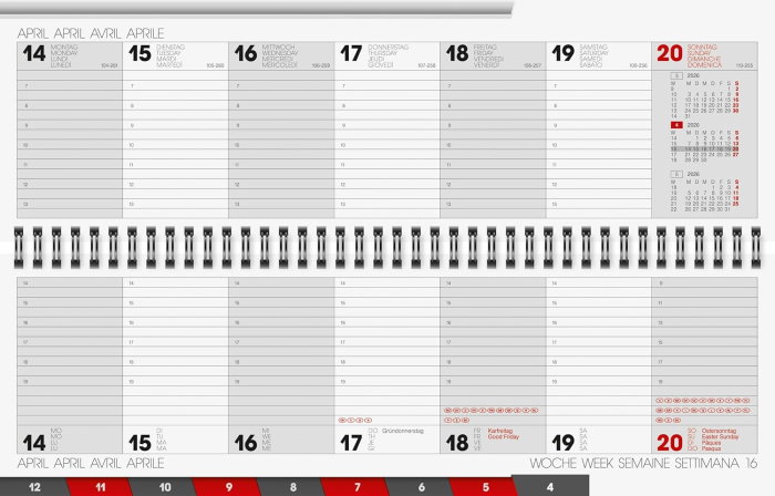 PLANNER BRUNNEN SAPTAMANAL 2026 10*33CM SPIRA, COPERTA CARTON, 3 CULORI 77701956 [4]