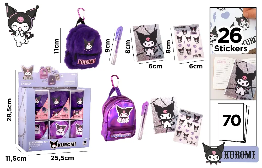 BRELOC IPB MINI RUCSAC PUF CU PIX SI 26 STICKERE KUROMI KU57009 [1]